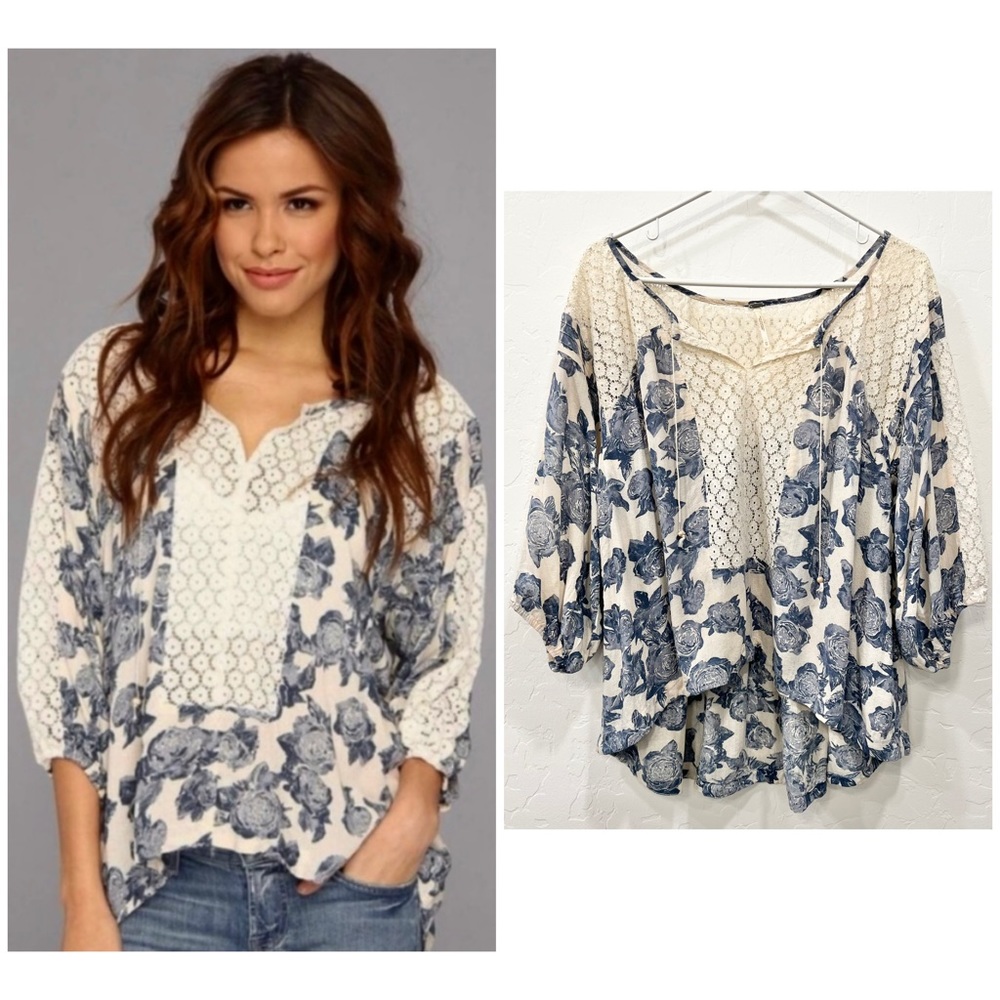 Free People Moon River Peasant Blouse